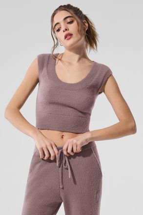 Alo | Snuggle Up Sweater Short Sleeve Top in Mushroom Brown, Size: Medium