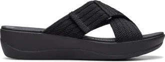 Clarks Womens Arla Wave Sandal, Black/White, 4.5 UK