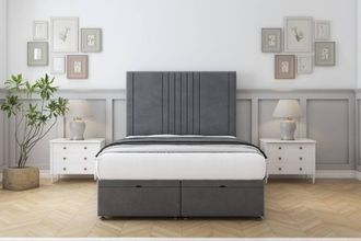 Comfort Beds Royal Coniston Ottoman Bed Set With 26 Strutted Headboard in Dark Grey | Size: Small Single