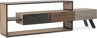 Konte Design Mueble de tv de madera de mango y acero negro, 195x38x60 cm