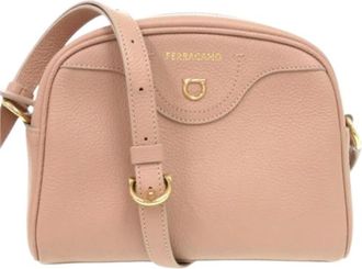 Ferragamo Pre-owned Leren Crossbodytas - Dames - Vintage Schoudertas - Beige - ONE Size - Leer - Vintage
