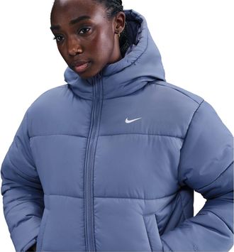 Nike Womens Sportswear Classic Puffer Jacket in Indigo/White - Size 10 UK