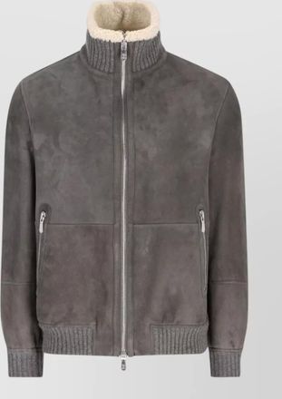 Brunello Cucinelli leather shearling bomber jacket