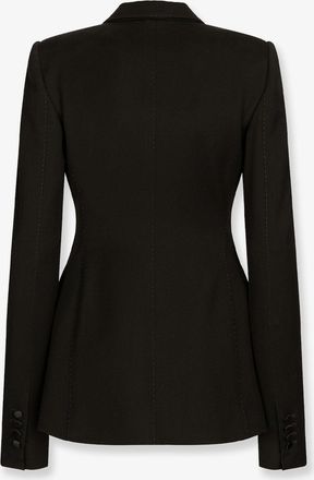 Dolce & Gabbana Womens Tuxedo Blazer Wool-Silk Black Virgin Wool Blazers Jacket