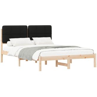 vidaXL Estructura De Cama Con Cabecera Tapizada Negro 140 X 190 Cm Vidaxl