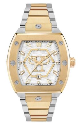 Philipp Plein The Hexagon Phantom Bracelet Watch, 44mm x 56.2mm in Two Tone at Nordstrom