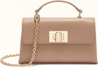 Furla 1927 Mini Bag Greige Grey Textured Leather Woman