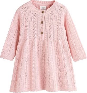 Next Pointelle Sweater Dress in Pink at Nordstrom, Size 12-18M