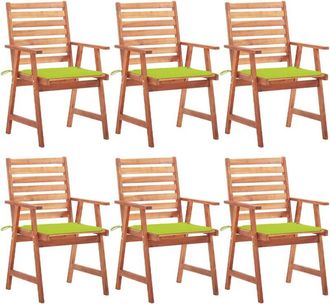 vidaXL Vidaxl - Sillas Comedor De Jard&iacute;n Y Cojines 6 Uds Madera Maciza Acacia