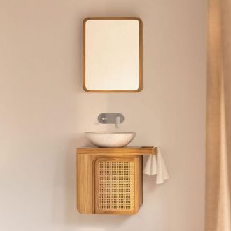 Sklum Conjunto De Mueble De Ba&ntilde;o Suspendido 60x40 Cm En Madera De Teca Georgy Sklum