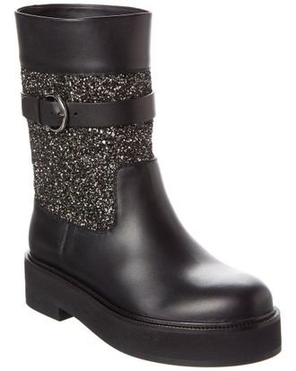 Ferragamo Ean Leather & Glitter Boot