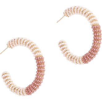 Deepa Gurnani Misia Two-Tone Hoop Earrings in Multi Dusty Pink at Nordstrom Rack