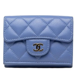 Chanel Blue Grained Calfskin Wallet (Tri-Fold) (Pre-Owned)