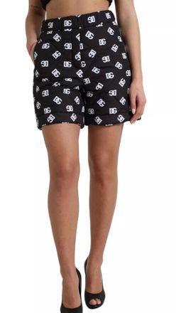 Dolce & Gabbana Black Logo Printed Padded Shorts Size S