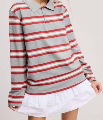 Mimosa Womens The Long Sleeve Polo Top In Grey