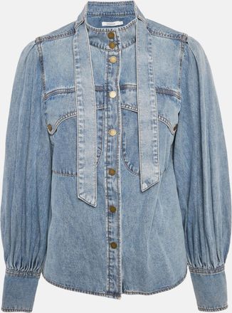 Zimmermann Blue Denim Neck Tie-Up Blouse