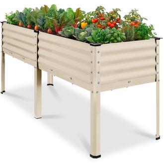 Best Choice Products 72x24x30in Non Toxic Elevated Galvanized Metal Garden Bed Corner Protectors