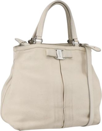 Ferragamo Vala Handbag Leather White Leather Handbag (Pre-Owned)