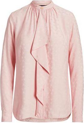 Ralph Lauren RUFFLE-TRIM LOGO JACQUARD SHIRT