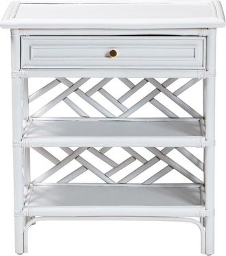 Baxton Studio Tiaret Rattan Nightstand With Drawer & Shelves