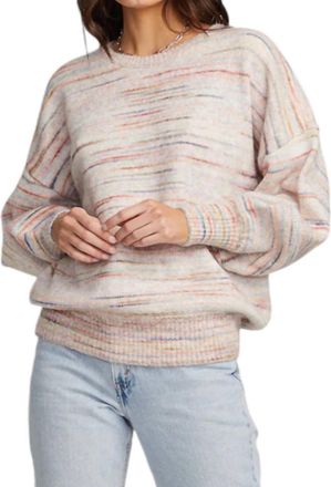 Saltwater Luxe Cheri Stripe Crewneck Sweater In Beige