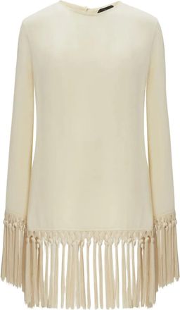 Taller Marmo Abito corto con frange - Bianco