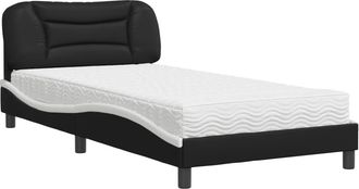 vidaXL Vidaxl - Cama Con Colch&oacute;n Cuero Sint&eacute;tico Negro Y Blanco 100x200 Cm