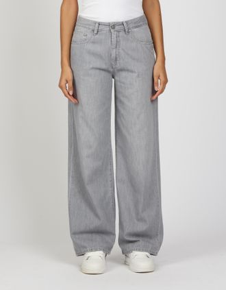 Gang Weite Jeans GANG 94CARLOTTA, Damen, Gr. 34, N-Gr, grau (super light grau), Denim/Jeans, Obermaterial: 100% Baumwolle, weit bodenlang, Jeans Weite Jean