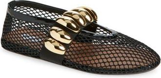 Alaia Mesh Ballet Flat in Noir at Nordstrom, Size 11Us