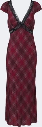 Rixo Iggy lace-trimmed plaid midi dress