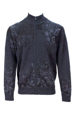 Lords of Harlech Frederick Merino Wool Silk Cashmere Full-Zip Cardigan Sweater in Charcoal at Nordstrom, Size X-Large