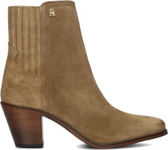 Tommy Hilfiger Schoenen, Dames, Bruin, 38 EU, Denim, Western Mid Heel Enkellaarsjes