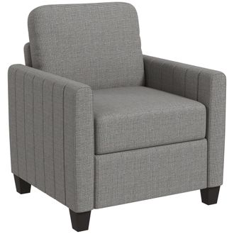 HOMCOM Modern Grey Accent Chair With Spring Cushion - Back Pillow - Light Grey | TJ Hughes