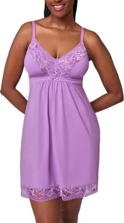 Montelle Intimates Lace Trim Full Bust Support Chemise in Tulip/tulip Field at Nordstrom, Size 3X-Large