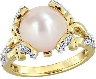 Rina Limor Gold-Plated Silver 0.54 Ct. Tw. Gemstone & 10-10.5Mm Pearl Ring