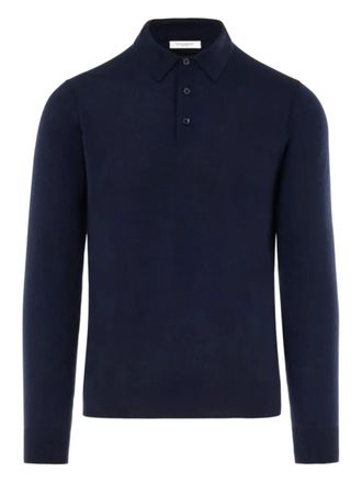 Paolo Pecora long-sleeved knitted polo shirt - Blue