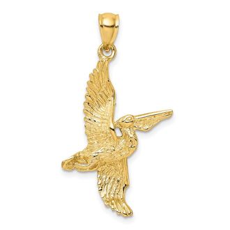 Diamond2Deal 14k Yellow Gold 3-D Pelican Flying Charm