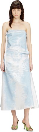 Diesel Long dress in coloured satin denim - Dresses - Woman - Blue