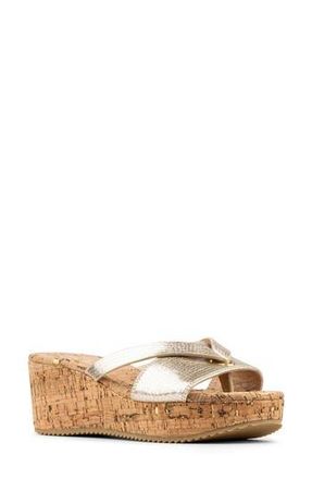 Donald J Pliner Sotira Platform Wedge Sandal in Platino at Nordstrom Rack, Size 8.5