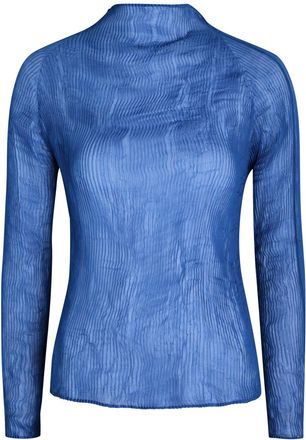 Issey Miyake Pleated Sheer Chiffon top - Blue - 2