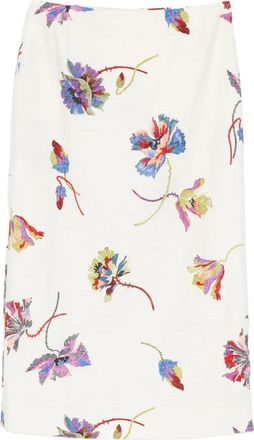 La DoubleJ Gonna dritta a fiori - Bianco