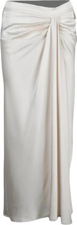 Souvenir Gonna Svasata in Satin - Dames - Midirokken - Beige - M - Polyester - Rokken