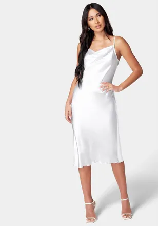 Bebe Womens Satin Midi Slip Dress