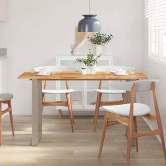 Berkfield Home Sturdy Dining Table 140x70x76 cm Solid Acacia Wood in Brown | Size: 140 x 70 x 76 cm