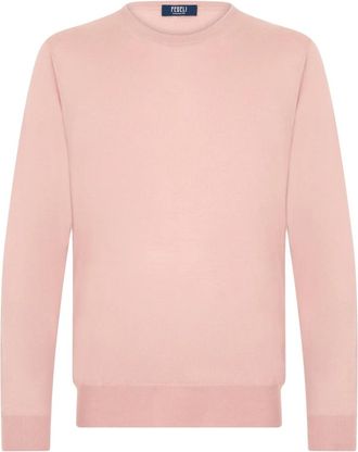Fedeli Cashmere Gebreide Trui - Heren - Cashmere truien - Roze - XL - Kasjmier - Truien & Vesten
