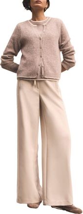Mint Velvet Crochet Side Stripe Wide Joggers in Neutral at Nordstrom, Size 12