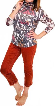 Tribal Funnel Neck Layering Top In Deep Rose