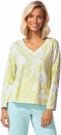 Habitat Womens Peruvian Cotton Vintage Scroll Hi-Lo Tee In Kiwi