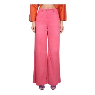 Alberta Ferretti Alberta Ferretti, Wide Trousers, female, Pink, Size: S Pantalone in pelle