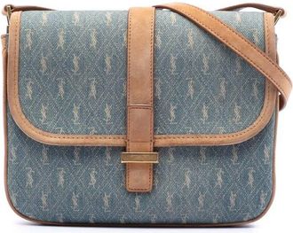 Saint Laurent Pre-owned Saint Laurent Suede Trimmed Denim Monogram Allover Crossbody Ladies GAB568604A.0221